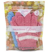 Wholesale - 2pk PINK/BLUE BATH & SHOWER GLOVES C/P 72, UPC: 810004941830